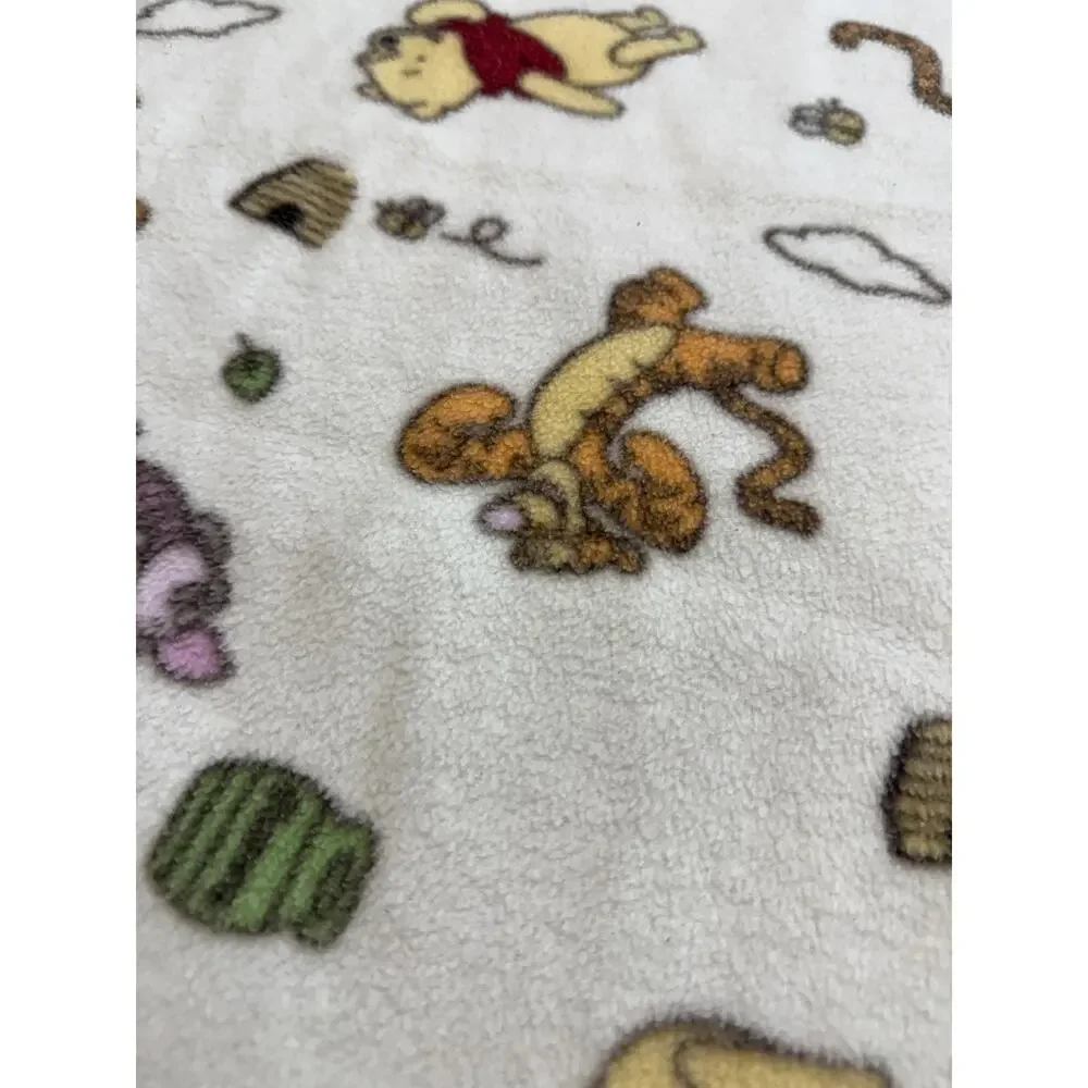 Disney Winnie The Pooh Tigger Piglet Fleece Baby Receiving Blanket Vintage 39x46